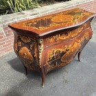 Exquisite French italian Marquetry Bombe Commode Late 19th Century
