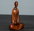 Vintage Wooden Statue Carved Figurine Sculpture Decor Zen Buddha Meditating