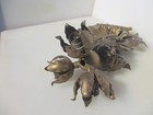 Antique Brass Ceiling Light Chandelier Rose Old Vintage Rococo Leaf Triple Bulb