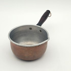 Vintage Antique Pouring Pan Wood Handle 4  Copper Coated Farmhouse Kettle Pan