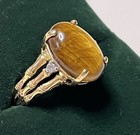 Vintage Size 7 10k Gold Tigers Eye Ring