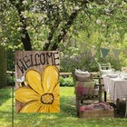  Bee Sunflower Spring Summer Garden Flag 12x18 Inch Garden Size-12 X 18  Multi