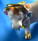 Walker Hagen Renaker 1950s Pink Bisque Holy Cow Figurine Gold Halo   Hooves 2 5