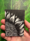 Aceo Original Dark Sunflower Pen Ink Drawing Bubble And Squeak