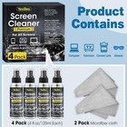 Screen Cleaner Spray 16oz  4oz X 4 Pack  - Tv   Computer Screen Cleaner With 2 M