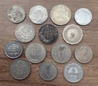 Lot Of 14 Large Foreign World Coins With 1932 Silver British Half Crown  
