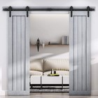 8ft Double Door Sliding Barn Door Hardware Track Kit J Pulley 2 Door