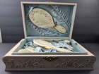 Antique Victorian Celluloid Vanity Plate 9 Pc  Dresser Set In Original Case Lady