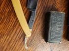 Germany Antique Double Duck Gold Edge Pearl Handle Straight Razor W box Has Wear