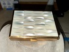 Agme Switzerland Mother Of Pearl Vintage Makeup Brass Compact Case Musical Lot Y