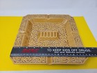 Vintage 1950s Mid Century Square Ashtray Trinket Dish Ceramic Japan Floral Rare 