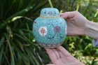 Vintage Hand Decorated Chinese Ceramic Guan Storage Jar Pot With Lid 
