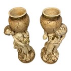 Vintage Marwal Chalk Ware Boy   Girl Figural Planter Pair - Mid Century Style