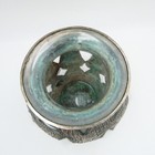 Caged Glass Embossed Silverplate Vase Handblown Floral Display India Vintage