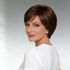 Women Brown Short Straight Bob Wigs Side Bangs Heat Resistant Synthetic Full Wig