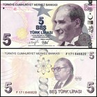 Turkey 5 Lira  L  1970  2009   P-222f  Unc X 100 Pcs Bundle Pack