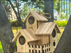 Rustic Wooden Birdhouse With Multiple Compartments 