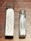 Vintage Wells Sterling Silver And Glass Perfume Bottle Floral Motif 2 25   