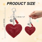 Rhinestone Keychains For Women Cute Bling Heart Purse Charm White-red