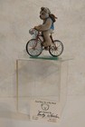World Of Miniature Bears Becky Wheeler Tony  851 Grey Bear On Red Bike 1999 Coa 