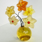 Vintage Lucite Flower Bouquet Sculpture Mcm Acrylic Floral Decor Retro Yellow 5 