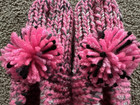 New Handmade Knit Hs Slippers Pink grey black Mix Womans Medium 8 3 4  Long