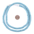 Baby Blue Java Glass Donut Beads 6mm Indonesia Disk Large Hole 24 Inch Strand
