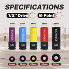 5pcs 1 2       Drive Impact Lug Nut Socket Set  15 17 19 21 22mm   Non-marring Socke