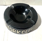 Vintage 50s Stork Club Ceramic Ashtray Glossy Black   White Iconic Nyc Nightclub