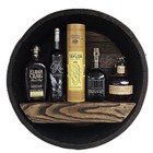 Whiskey Barrel Wall Shelf     Custom Engraved Bourbon Barrel Head Shelf