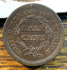 1856 Half Cent Nice Original Medium Brown Au Mintage 40 430 Chrc