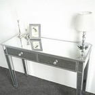 Dressing Glassed Table Mirrored Bedroom Make-up Vanity Console Table W  2 Drawer