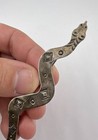 Huge 4  Old Navajo Sterling Silver Stamped Rattle Snake Pin Brooch