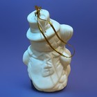 Vintage Snowman Bell Ornament Ceramic Cream With Orange Nose