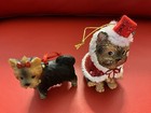 Pair Vintage Yorkie Yorkshire Terrier Dog Christmas Ornament