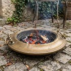 Vintage French Traditional Portable Large Brass Brasero Outdoors Fire Pit