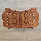 Vintage Hand Carved Wooden Folding Book Holder Cookbook Stand Bible Display