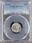 1938-s Mercury Dime Pcgs Ms65fb Brilliant Uncirculated Gem 