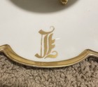 Vintage Bavarian Gold Trimmed Vanity Set-tray And Covered Dish W Letter Initial