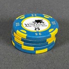 Vintage Lot Of 5 Venetian  25 Dollar Blue   Yellow Poker Gaming Chips Macao