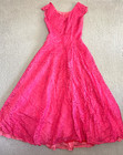Vintage 50s Anns Vogue Shoppe Dress Small Midi Full Skirt Pink Lace Bubble