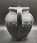 Vintage Handmade Romanian Marginea Folk Art Black Pottery Vase Matte 5  Signed