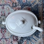 Villa Verde Tureen Lid   Ladle White Ceramic Embossed Leaves Kari Walmsley