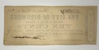   10 1862 Richmond Virginia Obsolete Currency Bank Note Bill City Of Richmond