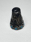 Vintage Sterling Silver Thimble With Turquoise   Hallmark Beautiful In Vguc 