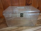 Vintage Clear Acrylic Sewing Box W  2 Inserts Thread Spool Holder Craft Organize