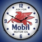 New Mobil Oil  Retro  Advertising  L e d   Lighted Clock - Free Shipping 