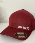 Nwt Hurley Red Corp Textures Flex Fit Hat - Sz L xl - Maroon Stretch Fit Cap
