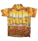 Vtg 40s 50s Made In California Hawaiian Shirt Loop Collar   Short Cabana Set