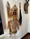 Antique Plains Indian Cradleboard Doll     Handmade  Feather   Bead D  cor Hanging